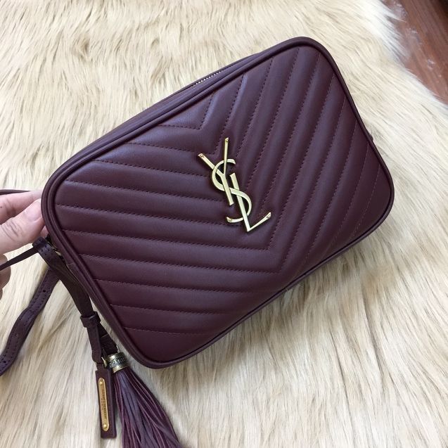 YSL original calfskin lou camera bag 520534 bordeaux