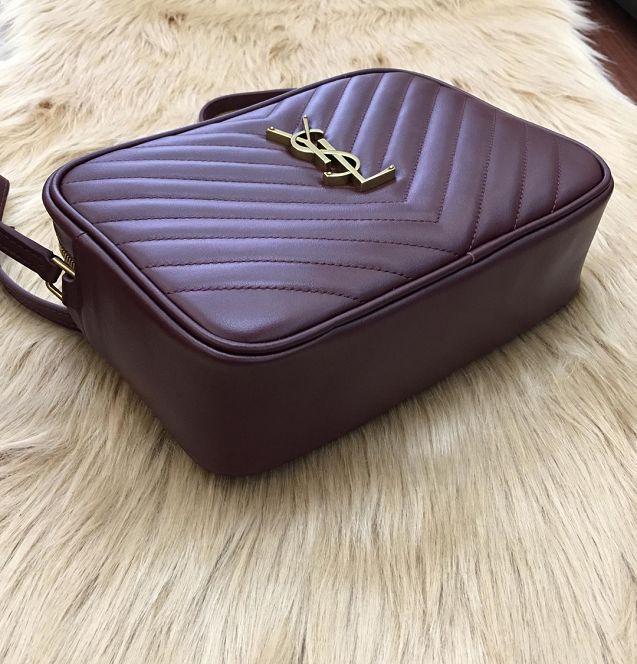 YSL original calfskin lou camera bag 520534 bordeaux