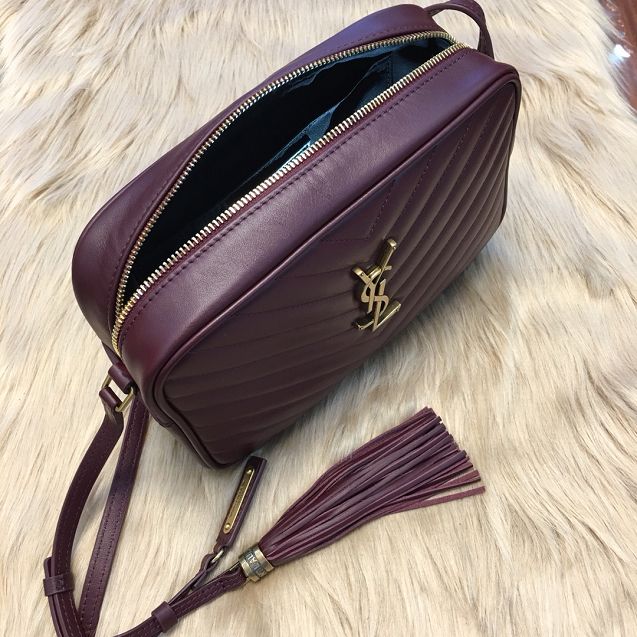 YSL original calfskin lou camera bag 520534 bordeaux