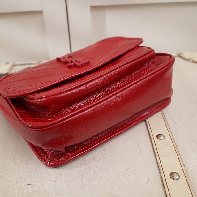 YSL original crinkled calfskin niki baby bag 533037 red