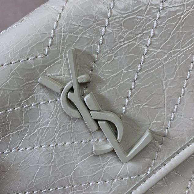 YSL original crinkled calfskin niki baby bag 533037 white