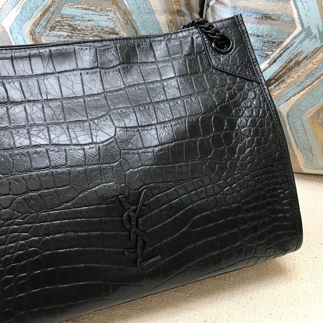 YSL original crocodile calfskin niki shopping bag 577999 black