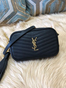 YSL original grained calfskin lou camera mini bag 585040 black