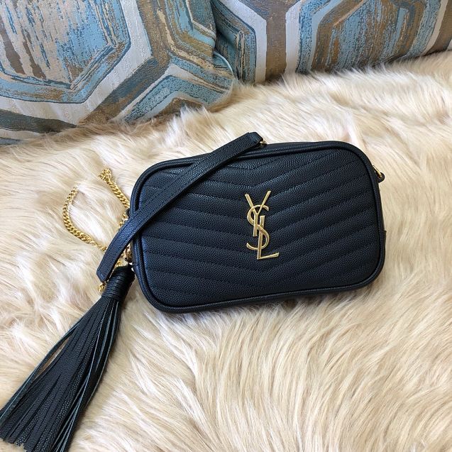 YSL original grained calfskin lou camera mini bag 585040 black