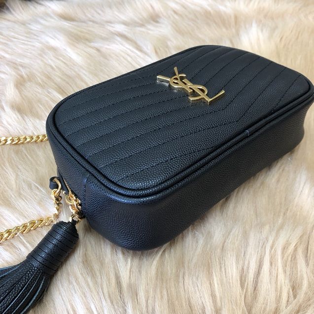 YSL original grained calfskin lou camera mini bag 585040 black