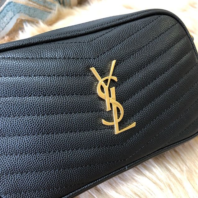 YSL original grained calfskin lou camera mini bag 585040 black