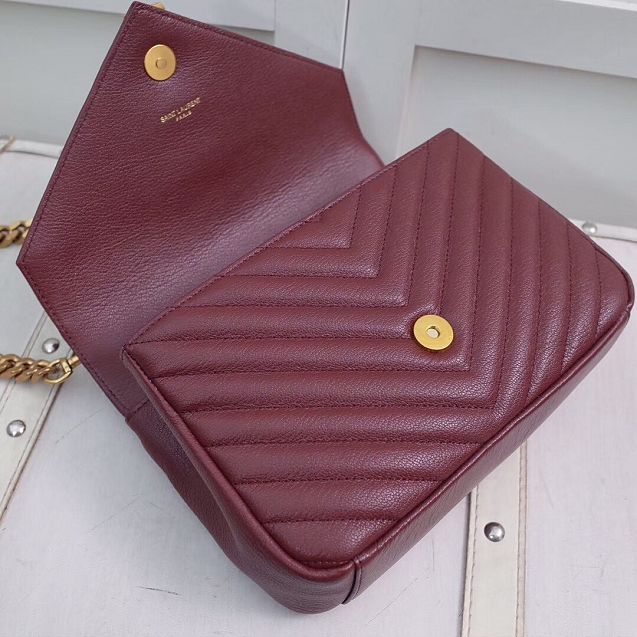 YSL original lambskin messenger bag 392737 bordeaux