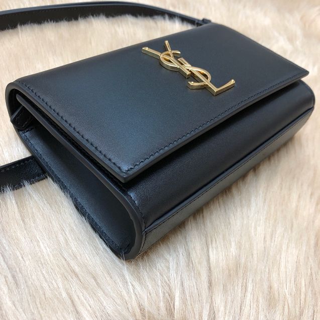 YSL original calfskin belt bag 634895 black