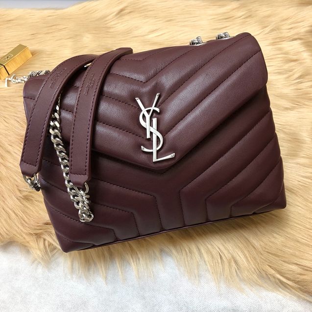 YSL original calfskin loulou small bag 464676 bordeaux