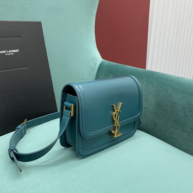 YSL original calfskin solferino small satchel 634306 green lake