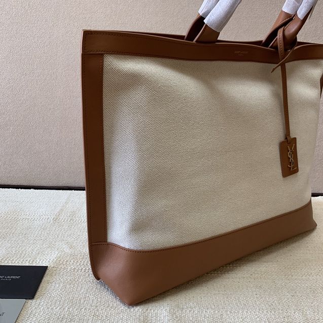 YSL original canvas shopping tote bag 619757 brown