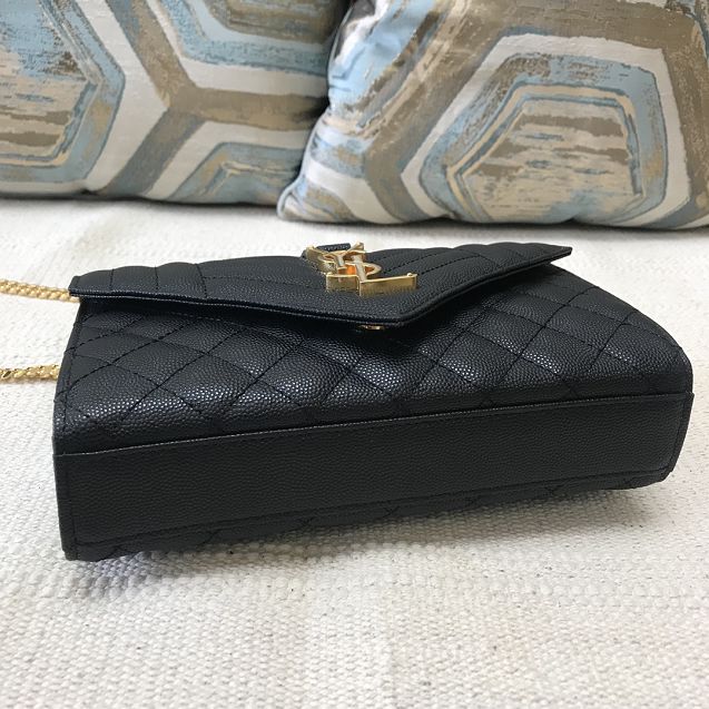 YSL original grained calfskin envelope chain bag 526286 black