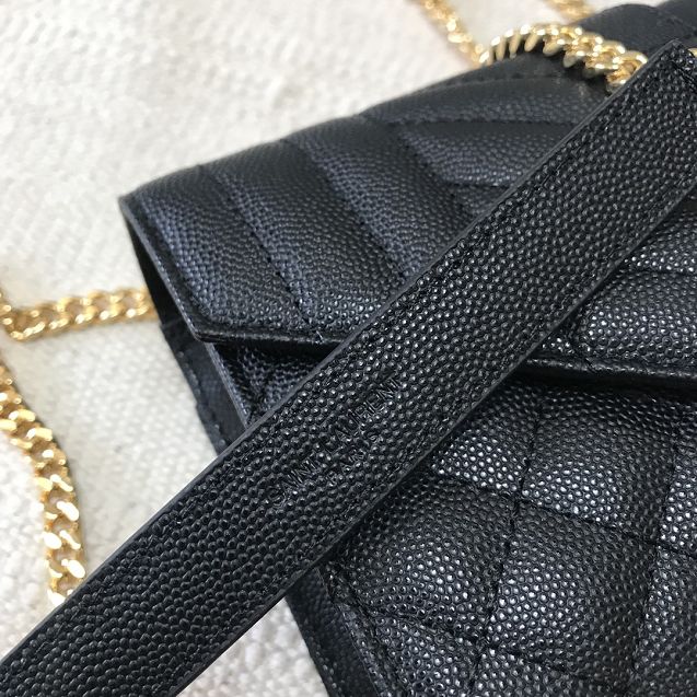 YSL original grained calfskin envelope chain bag 526286 black