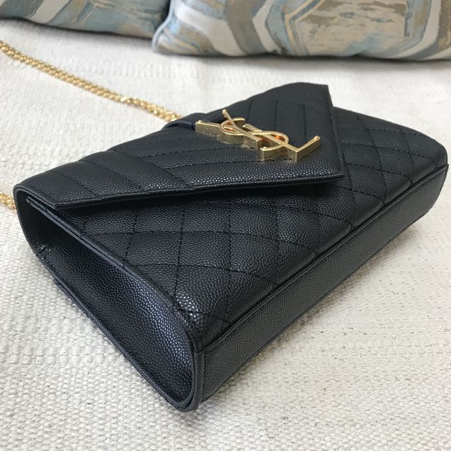 YSL original grained calfskin envelope chain bag 526286 black