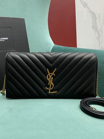 YSL original lambskin envelope clutch bag 632014 black