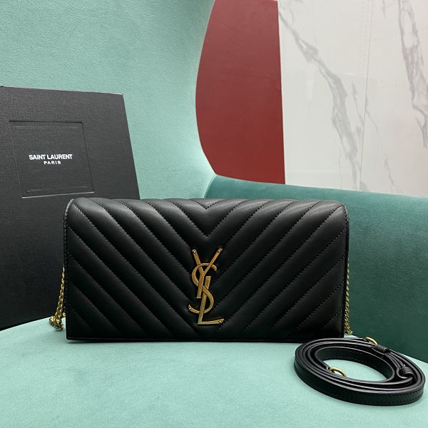 YSL original lambskin envelope clutch bag 632014 black