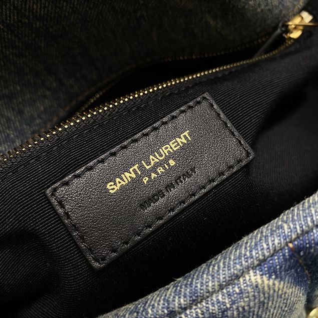 YSL original denim puffer medium bag 577475 blue