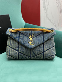 YSL original denim puffer small bag 577476 blue