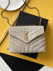 YSL original linen small loulou bag 494699 beige