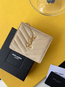 YSL original grained calfskin card holder 517045 