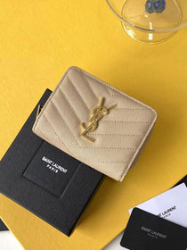 YSL original grained calfskin zippy wallet 403723