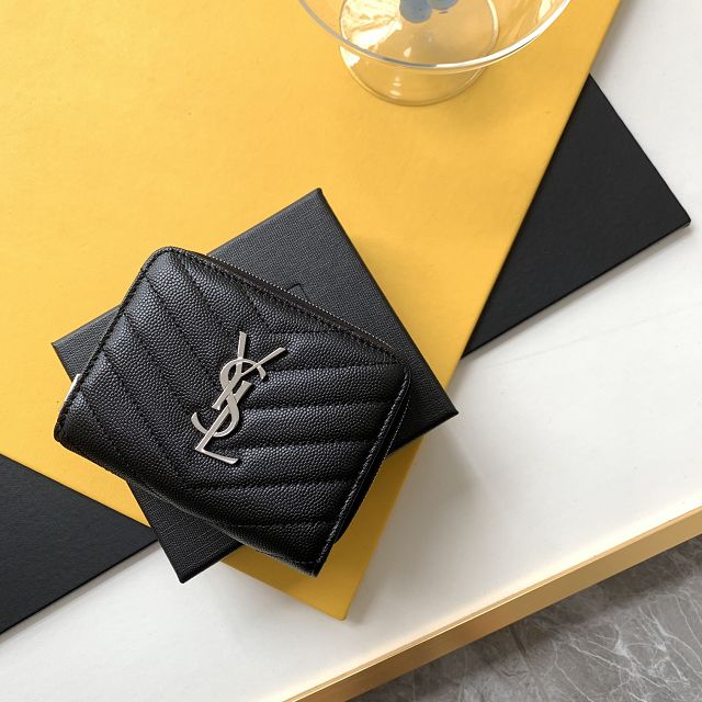 YSL original grained calfskin zippy wallet 403723