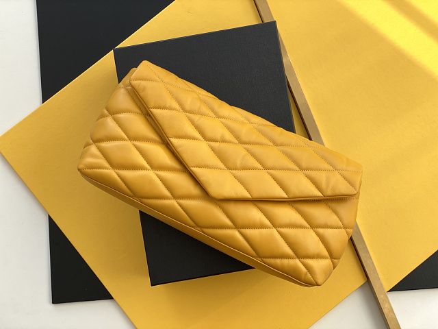 YSL original lambskin sade puffer envelope clutch 655004 saffron