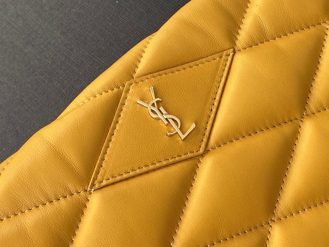 YSL original lambskin sade puffer envelope clutch 655004 saffron