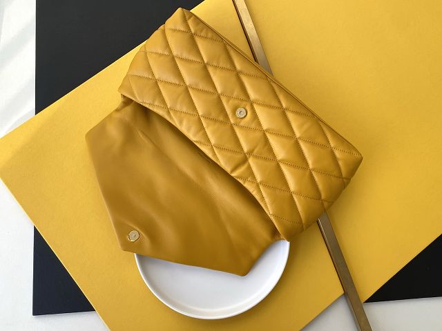 YSL original lambskin sade puffer envelope clutch 655004 saffron