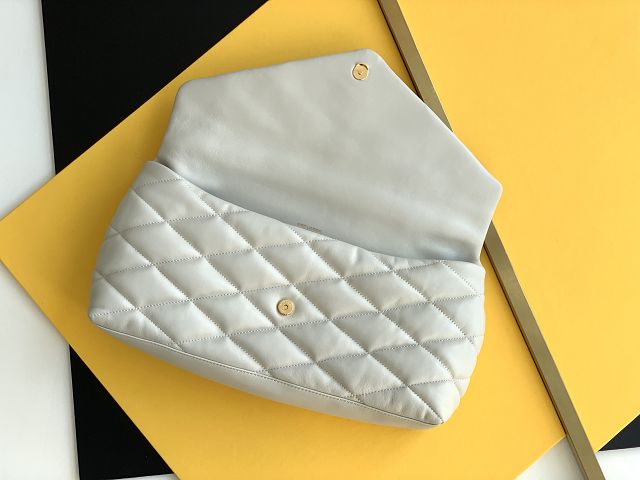 YSL original lambskin sade puffer envelope clutch 655004 white