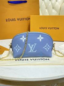 Louis vuitton original calfskin chain cosmetic pouch M80503 blue