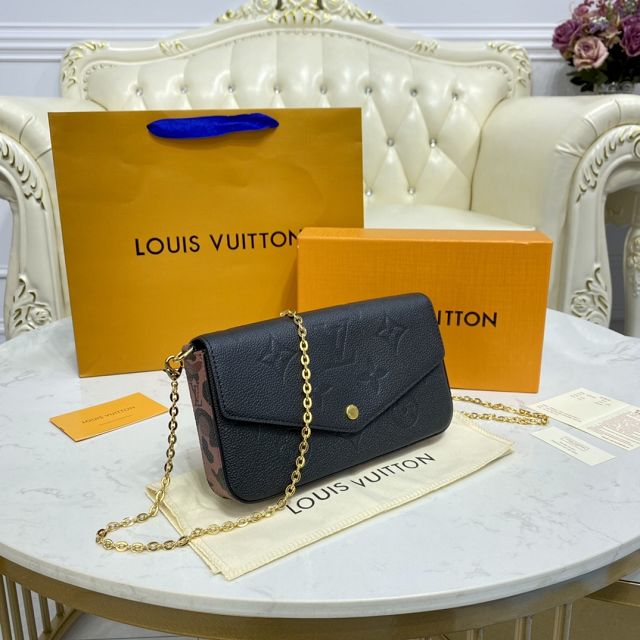 Louis vuitton original monogram calfskin felicie pochette M80679 black