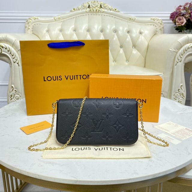 Louis vuitton original monogram calfskin felicie pochette M80679 black