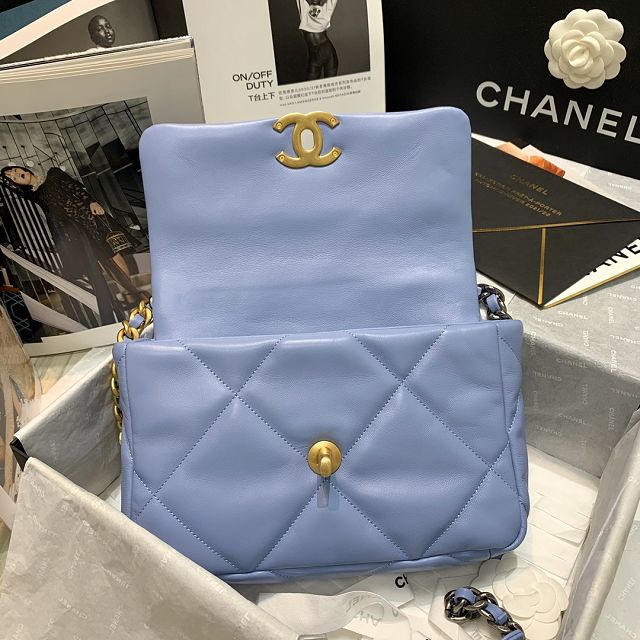 CC original calfskin small 19 flap bag AS1160 sky blue