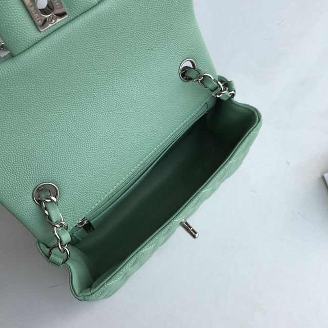 CC original grained calfskin mini flap bag A69900 light green