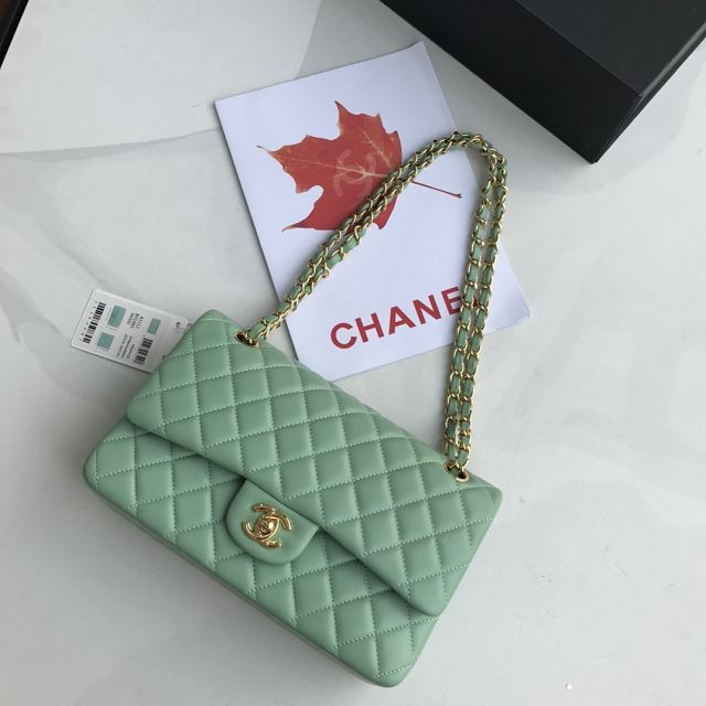 CC original lambskin medium flap bag A01112 light green