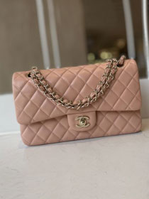 CC original lambskin medium flap bag A01112 light pink