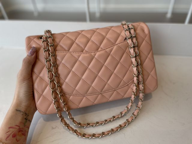 CC original lambskin medium flap bag A01112 light pink