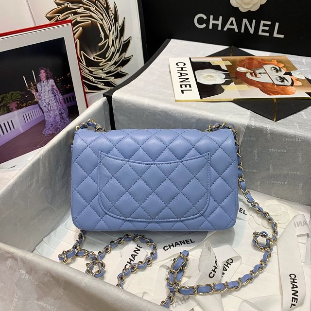 CC original lambskin mini flap bag A69900 light blue