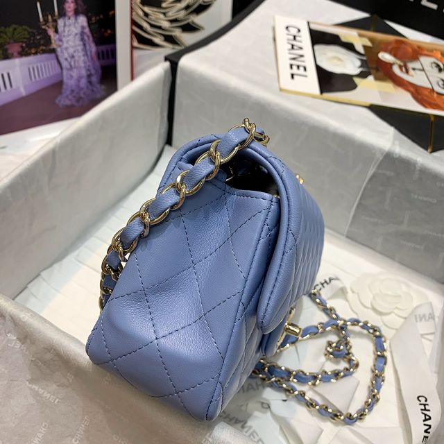 CC original lambskin mini flap bag A69900 light blue