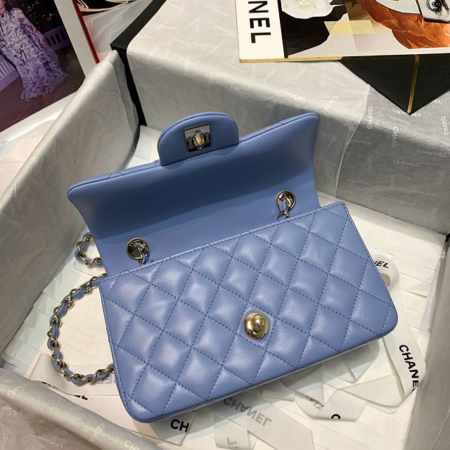 CC original lambskin mini flap bag A69900 light blue