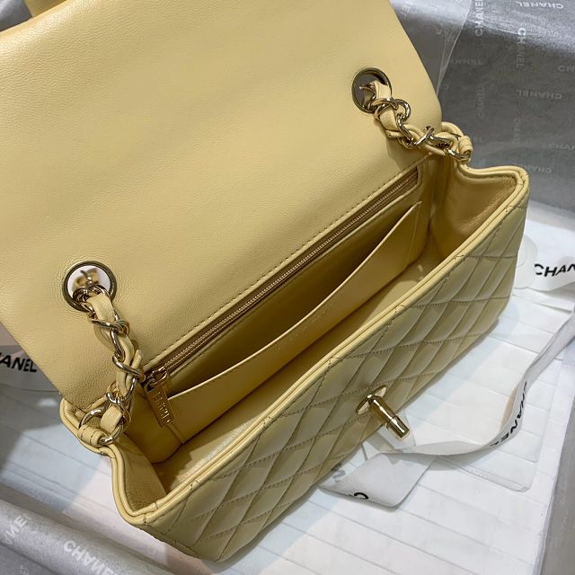 CC original lambskin mini flap bag A69900 light yellow