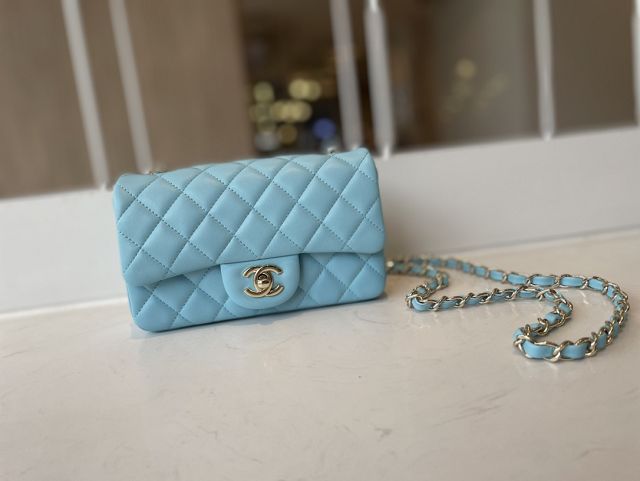 CC original lambskin mini flap bag A69900 sky blue