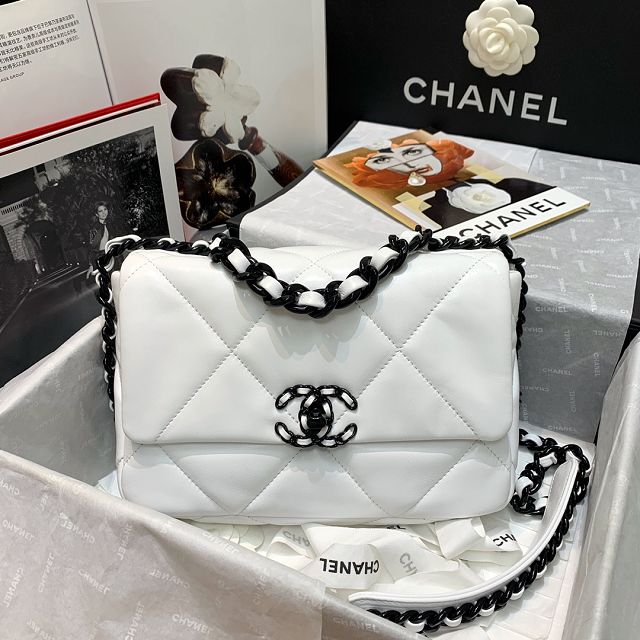 CC original lambskin small 19 flap bag AS1160 white