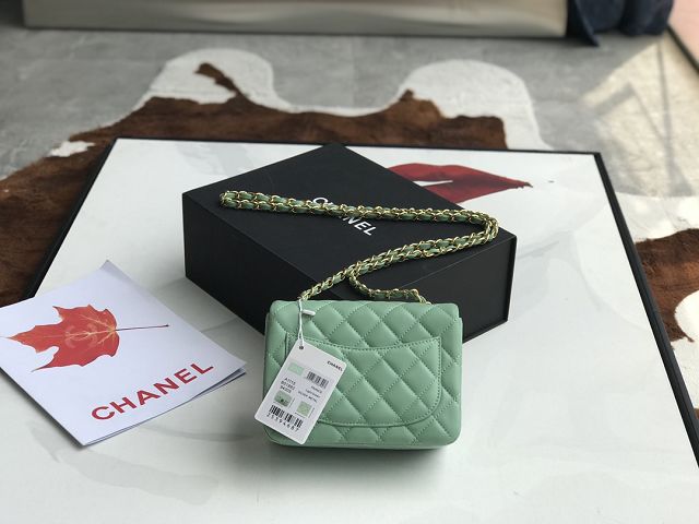 CC original lambskin super mini flap bag A35200 light green