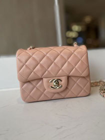 CC original lambskin super mini flap bag A35200 light pink