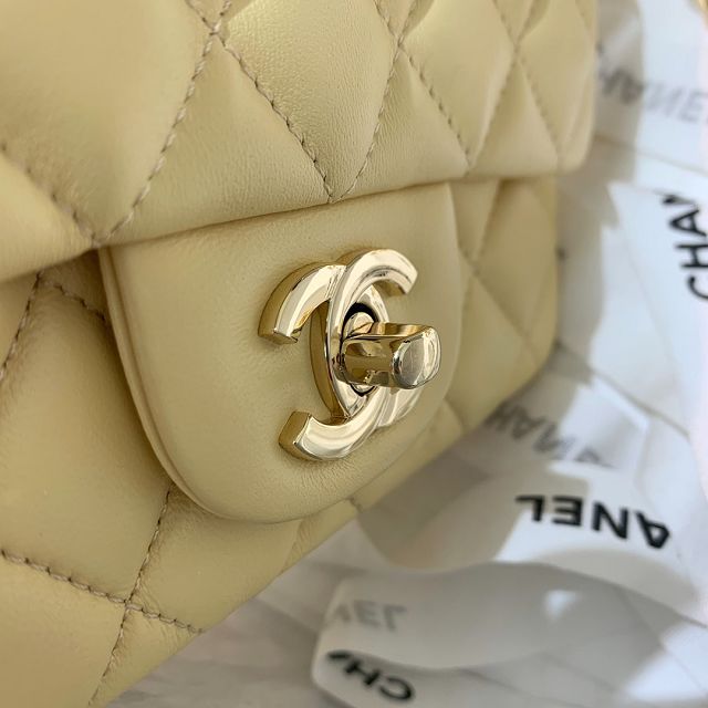 CC original lambskin super mini flap bag A35200 light yellow