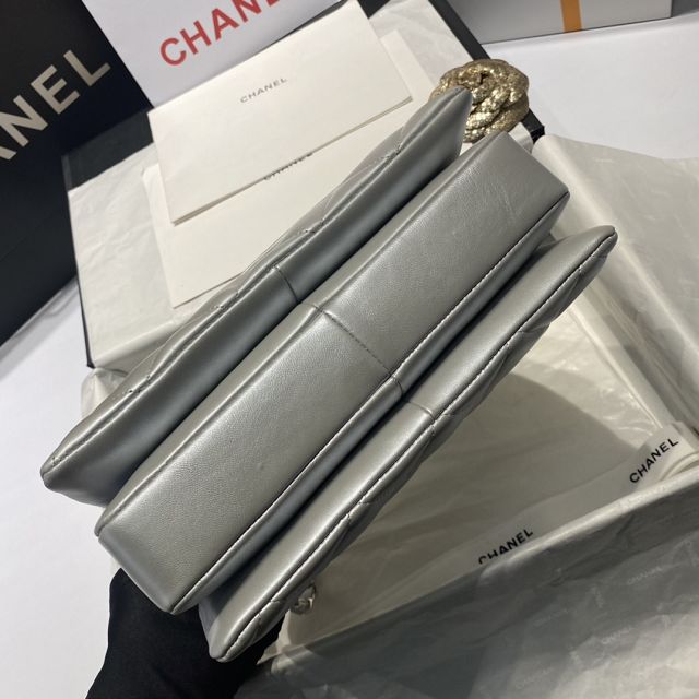 CC original lambskin top handle flap bag A92236 silver