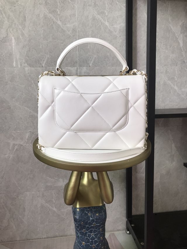 CC original lambskin top handle flap bag A92236 white