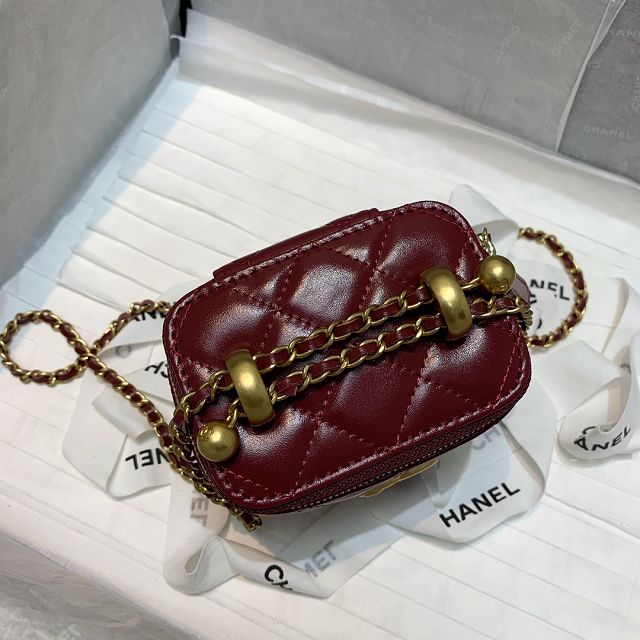 CC original calfskin small vanity with chain AP2292 wine red